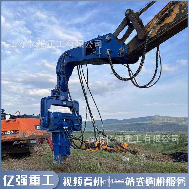 挖掘机打桩机地基水泥管钢板桩光伏振动打桩锤液压高频震动压桩机