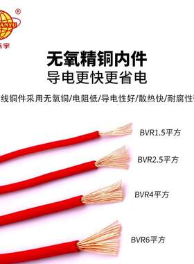 金环宇 国标铜芯阻燃BVR家装电线10 16 25 35 50平方单芯多股软线