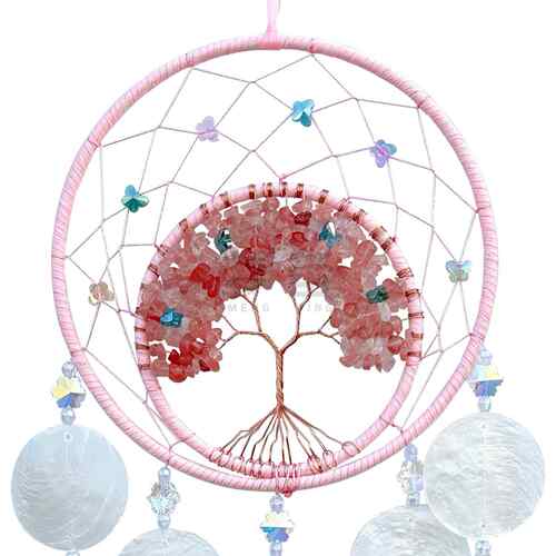 景区热销春季新款天然贝壳捕梦网水晶风铃房间装饰挂件空中吊饰