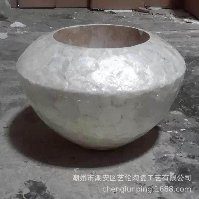 新款直销金色小巧圆盆玻璃钢落地大花瓶花器干花插花摆件 客厅酒