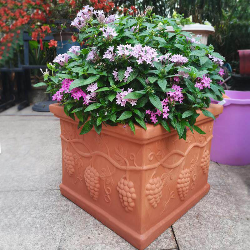 包邮红陶花盆园艺方盆长方形长条欧式阳台种菜粗陶盆特大号陶土盆