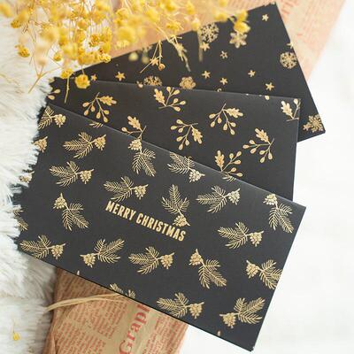 Black Gold Foil Christmas Card Thanksgiving Greeting Set