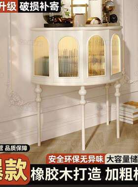 中古边柜法式玄关柜复古艺术矮斗柜入户玄关桌黑色罗马半圆餐边柜