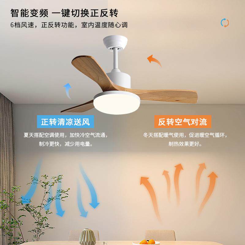 全光谱客厅风扇灯中山工厂北欧餐厅电扇灯家用卧室智能实木吊扇灯