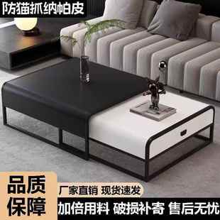 轻 网红简约小户型方形大小奢 其伸缩茶几组合客厅可家用新意式 款