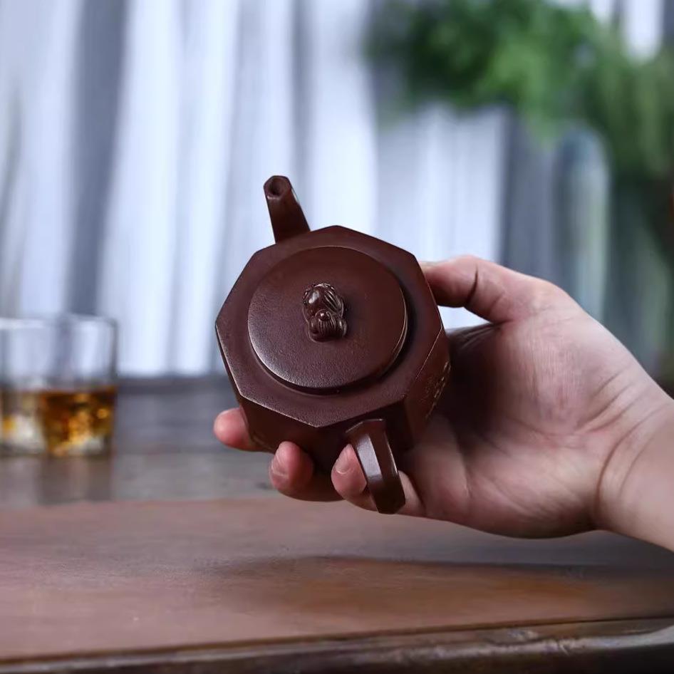 宜兴紫砂茶具茶壶原矿老紫泥紫砂壶茶壶名家精工八方笑樱紫砂壶