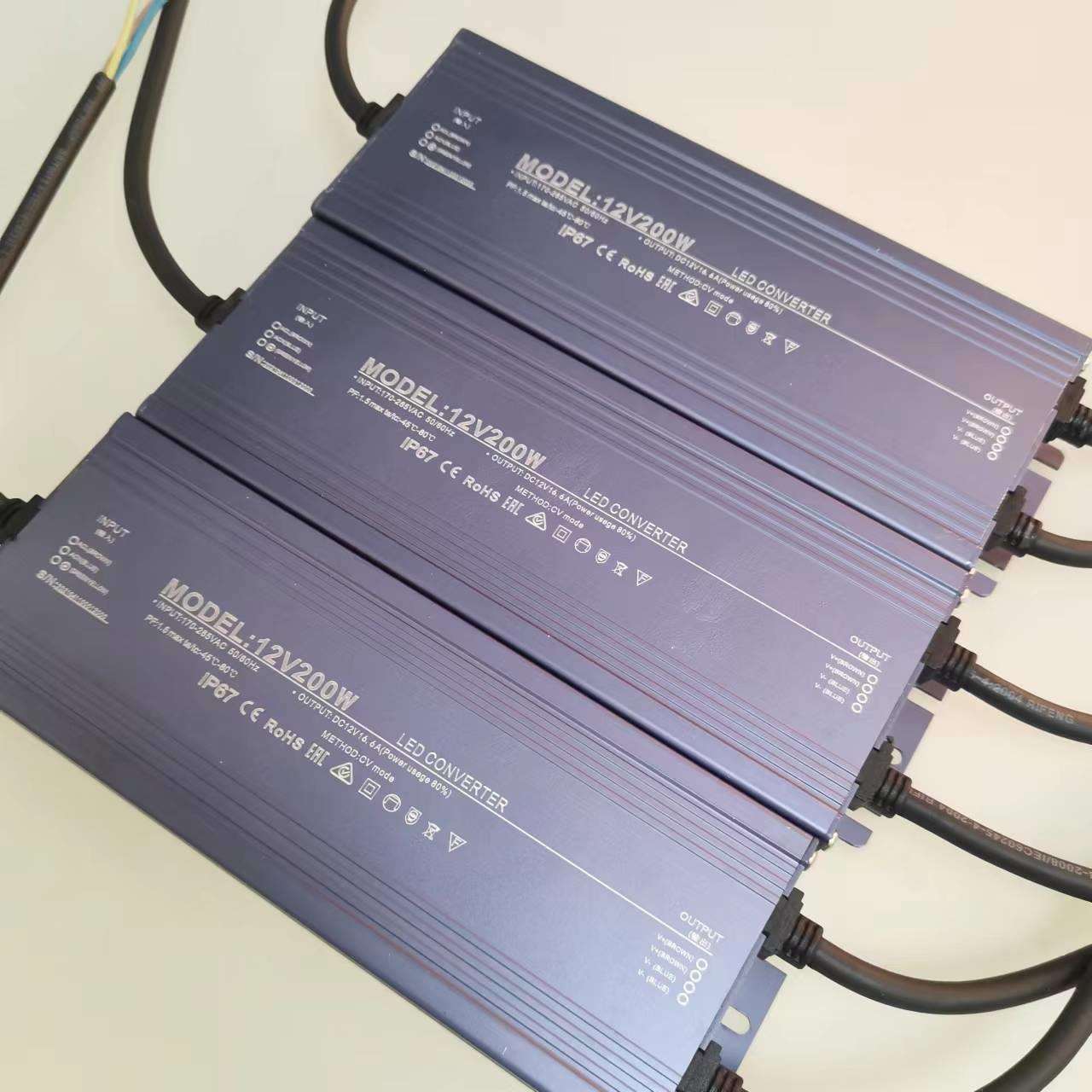 现货DC12V户外防水电源200W开关电源足功率监控16.6A变压器