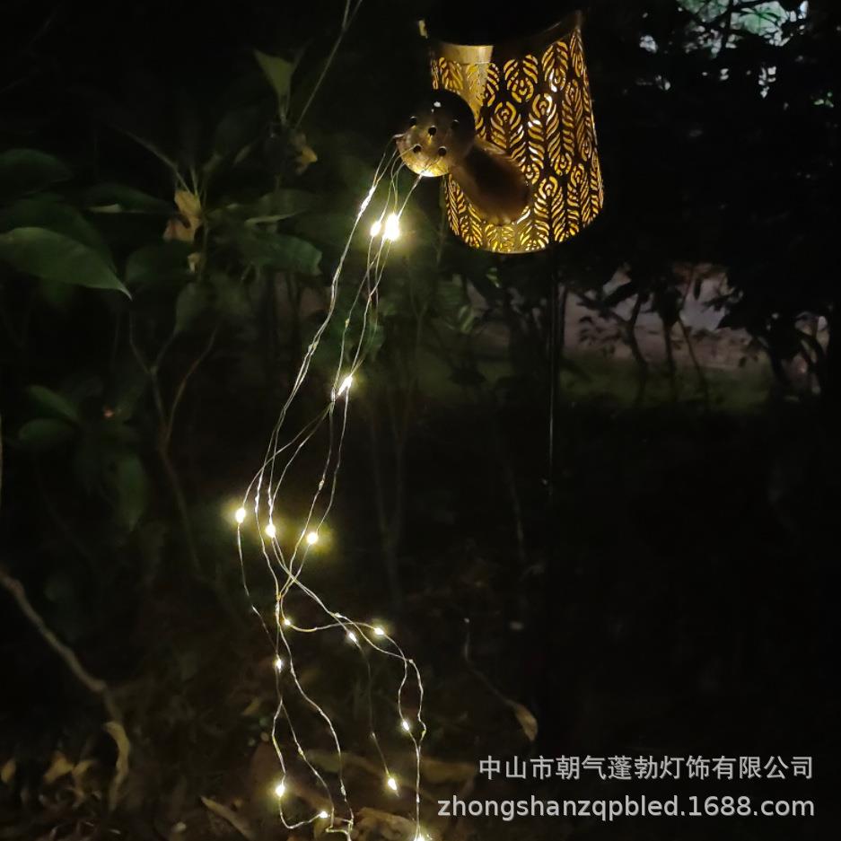 太阳能水壶灯新品48led铁艺花园造型灯园艺装饰工具太阳能光影灯