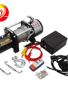 12V车载自救越野绞盘000磅越野车绞盘车载吊机24V电动绞盘