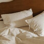 A类水洗棉色织提花棉麻全棉四件套三件套纯棉被套床品