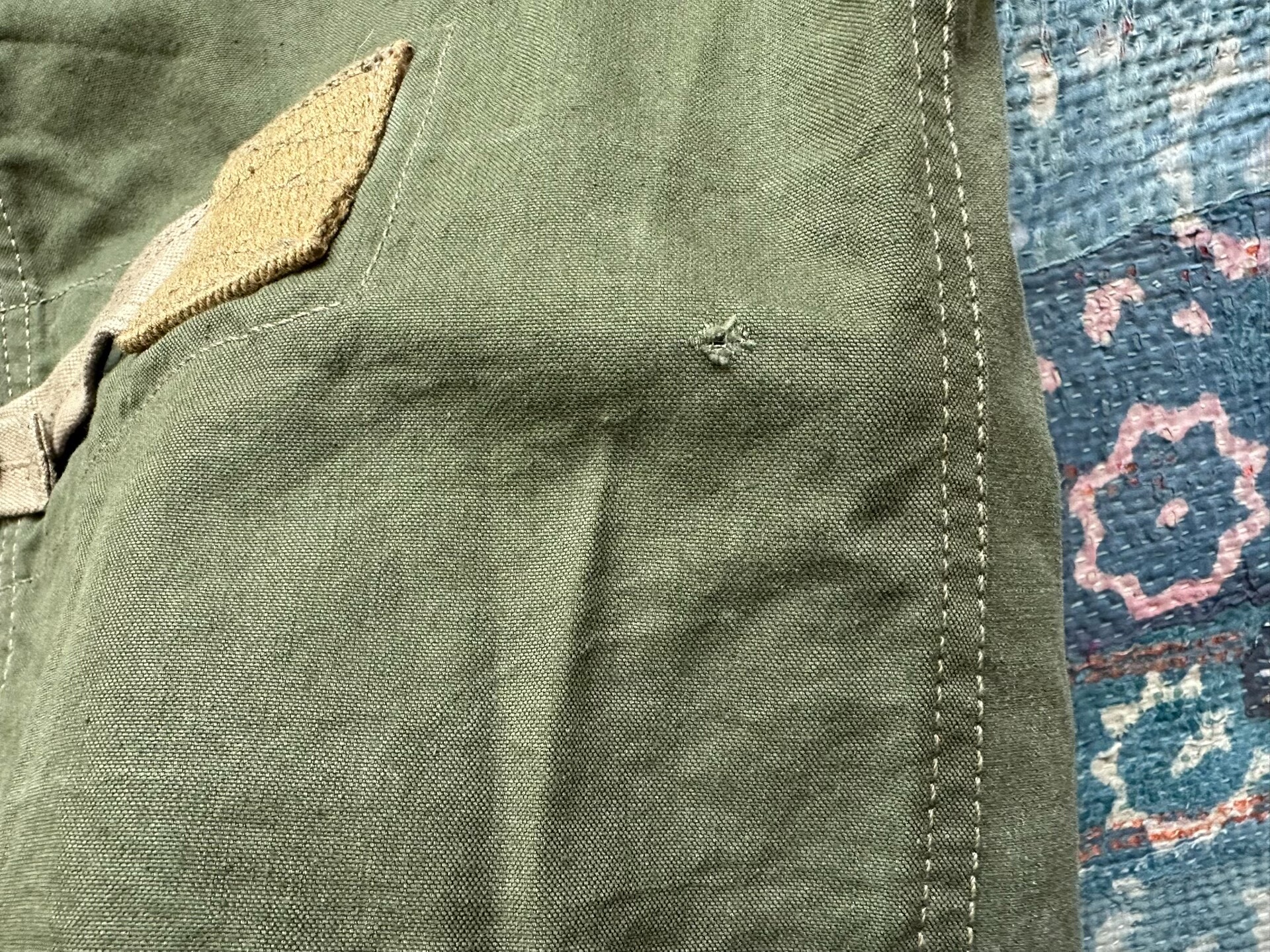RRL Green Canvas Patchwork Vest — label