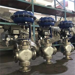 ZXX 16P气动薄膜不锈钢三通控制阀DN80气动薄膜三通分流调节阀150