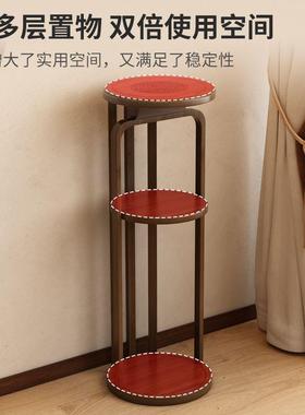 中式圆形子花NAA台阳台花架架物架实木花盆子客厅落地圆形花架置