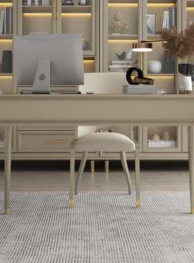 美式轻奢实木家用书桌现代简约小户型香槟金写字台电脑桌工厂直销