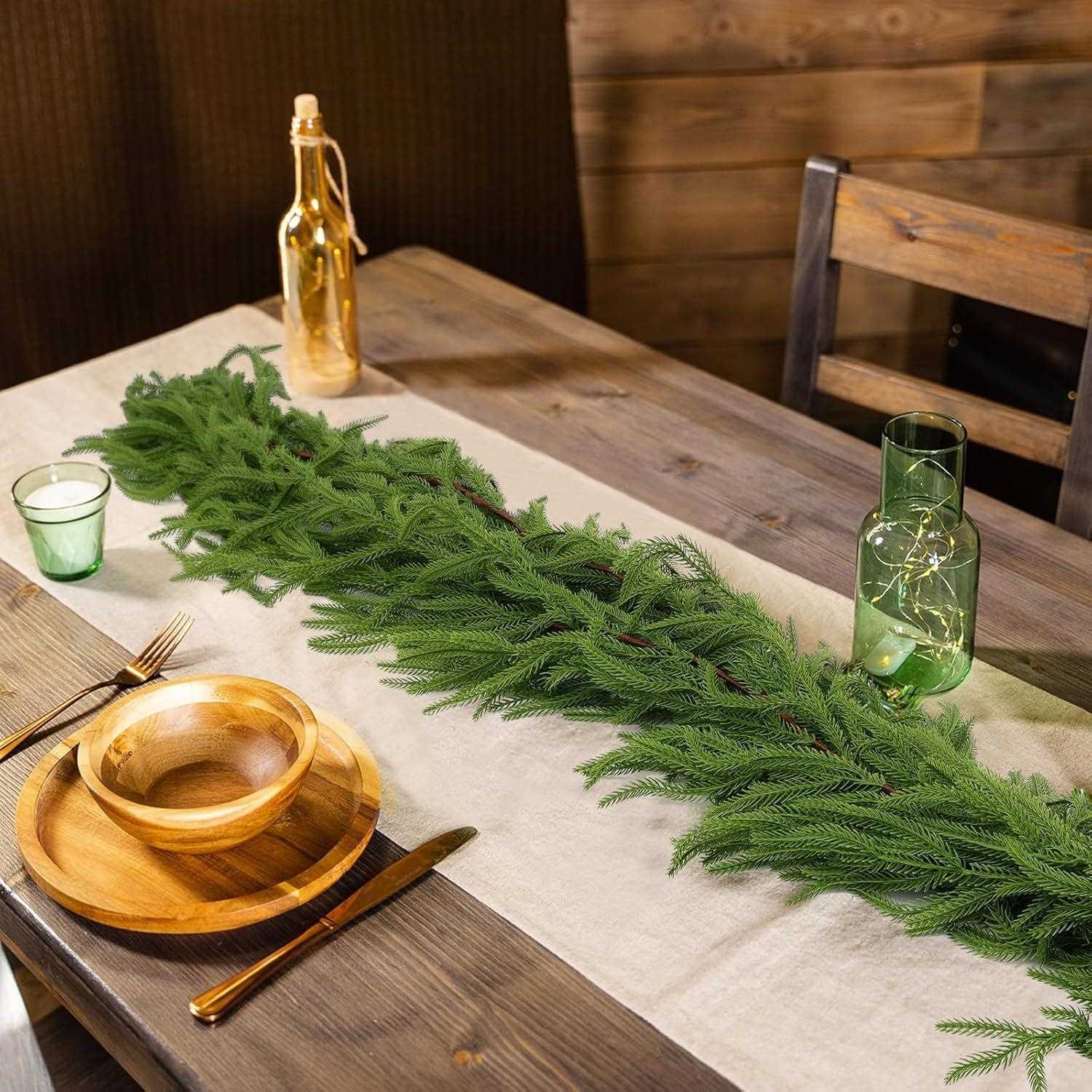 新款直销跨境人造松针长藤1.8米雪松藤条仿真藤蔓圣诞节楼梯壁炉