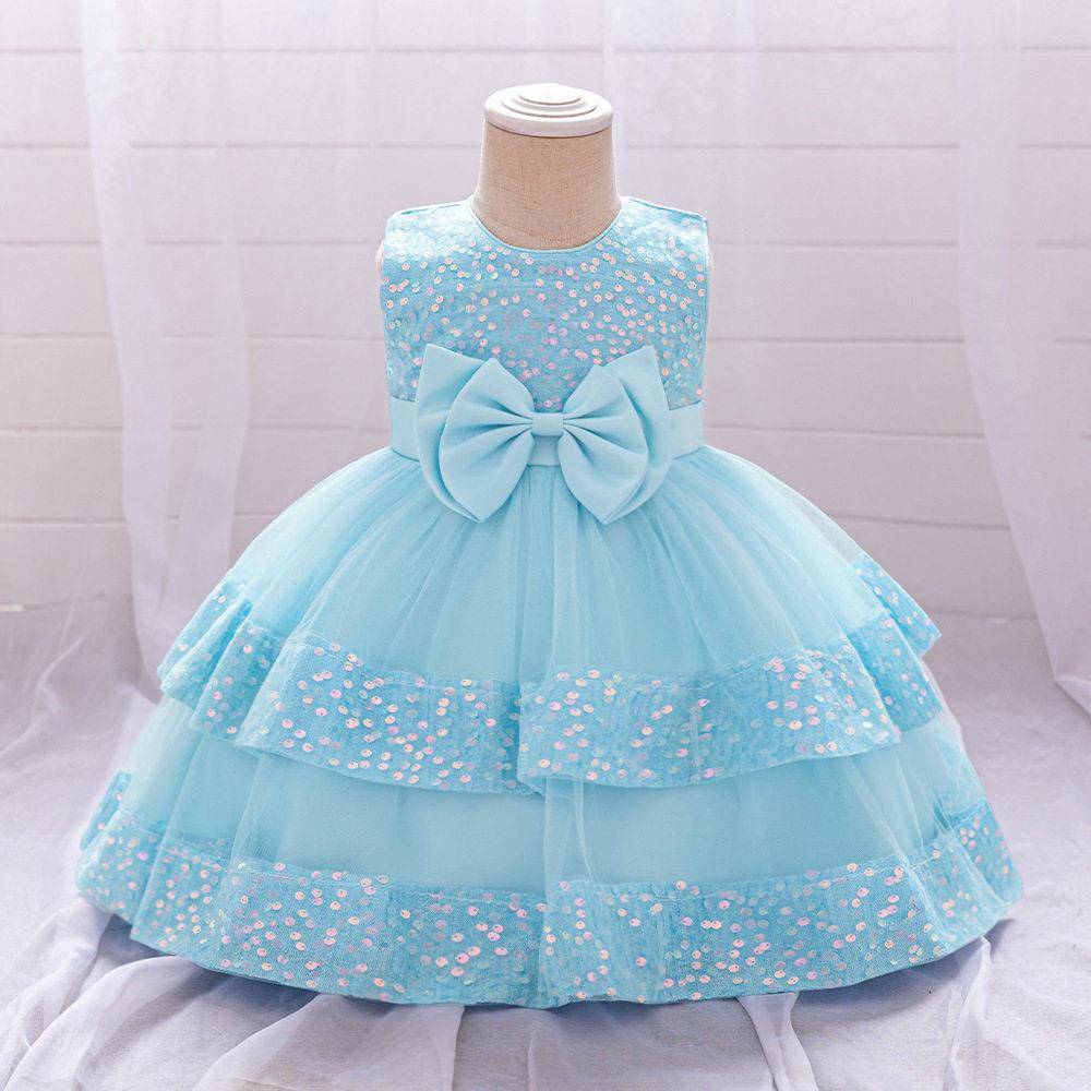 pink sequins tulle baby girl clothes bow infant christening