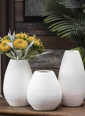 现代白色陶瓷花瓶欧式简约创意花插客厅餐桌茶几摆件花器软装饰品