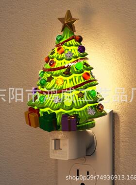 跨境新款Christmas Tree & Snowman Night圣诞树雪人规家居插座圣
