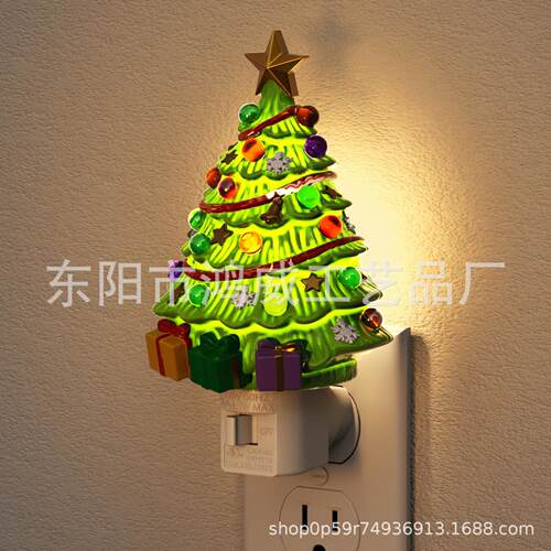 跨境新款Christmas Tree & Snowman Night圣诞树雪人规家居插座圣
