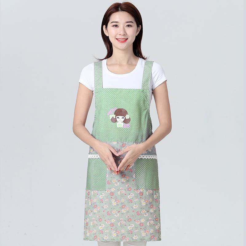 正品背式带裙漂亮围时尚韩版家用厨房可爱做作饭罩衣纯棉布料柔软