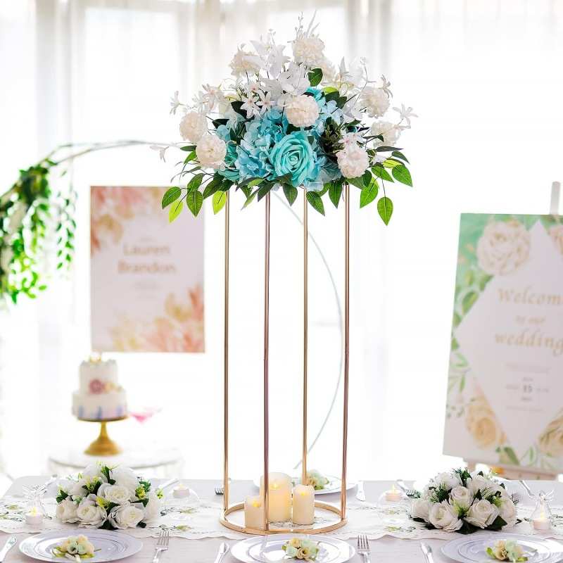 婚庆布置路引花架金色铁艺婚礼道具架子摆件电镀方框装饰花器