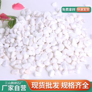 白色机制鹅卵石雪花白 厂家鱼缸造景白色小石子盆栽多肉铺面