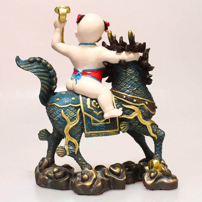 厂家现货彩绘送子麒麟摆件 铜麒麟 单人送子麒麟家居工艺品