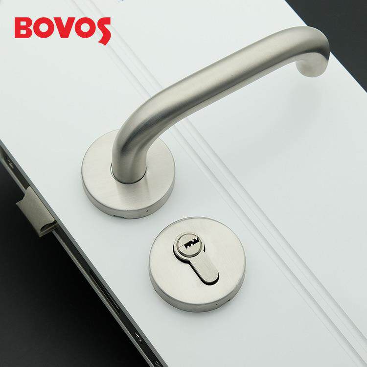 不锈钢304双弯分体锁防火门用执手锁72锁体全铜锁芯洁净门锁