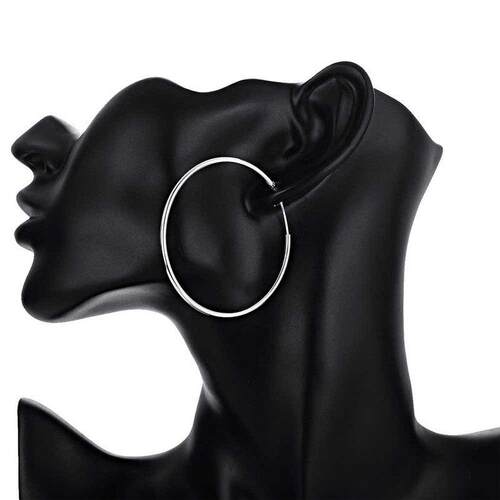 100% Pure 925 Sterling Silver Hoop Earrings For Women 50mm 6