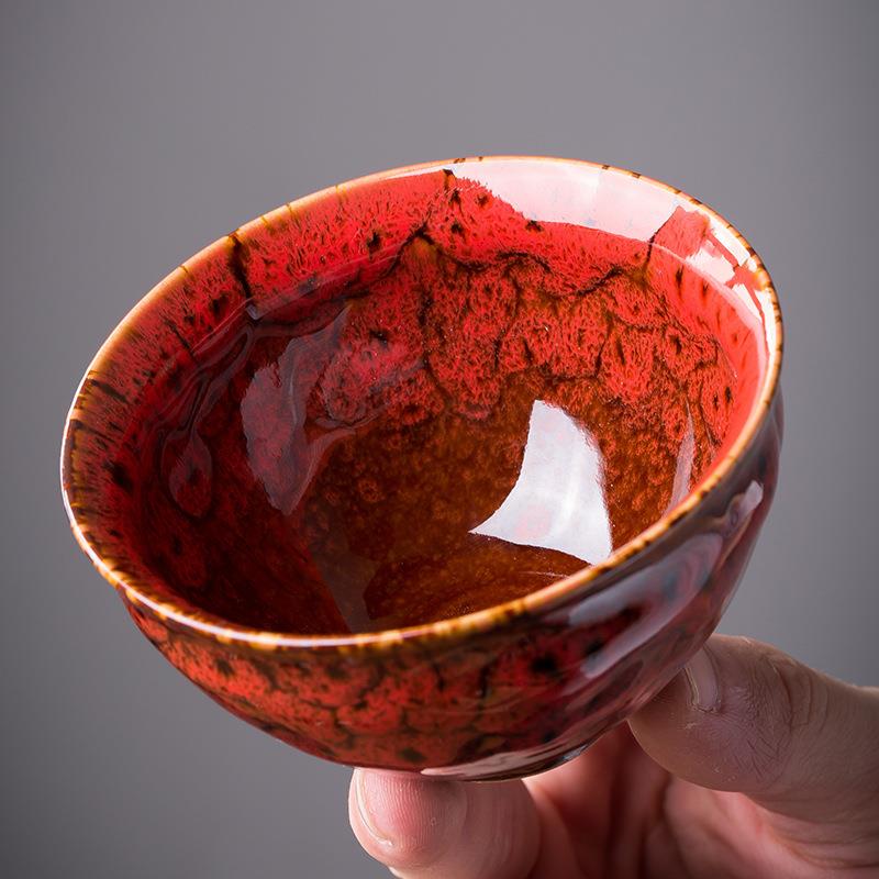 窑变杯钧瓷大小号品茗杯茶碗主人斗笠建盏陶瓷天目釉杯功夫茶杯