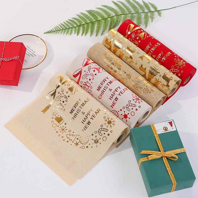 Christmas table flag tablecloth fine linen printed 烫金桌布