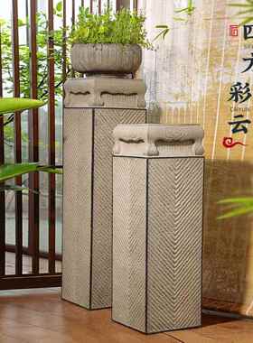 陋石坊祥云展示柱仿古玄关装饰柱产品陈列展示台禅意落地装饰摆件