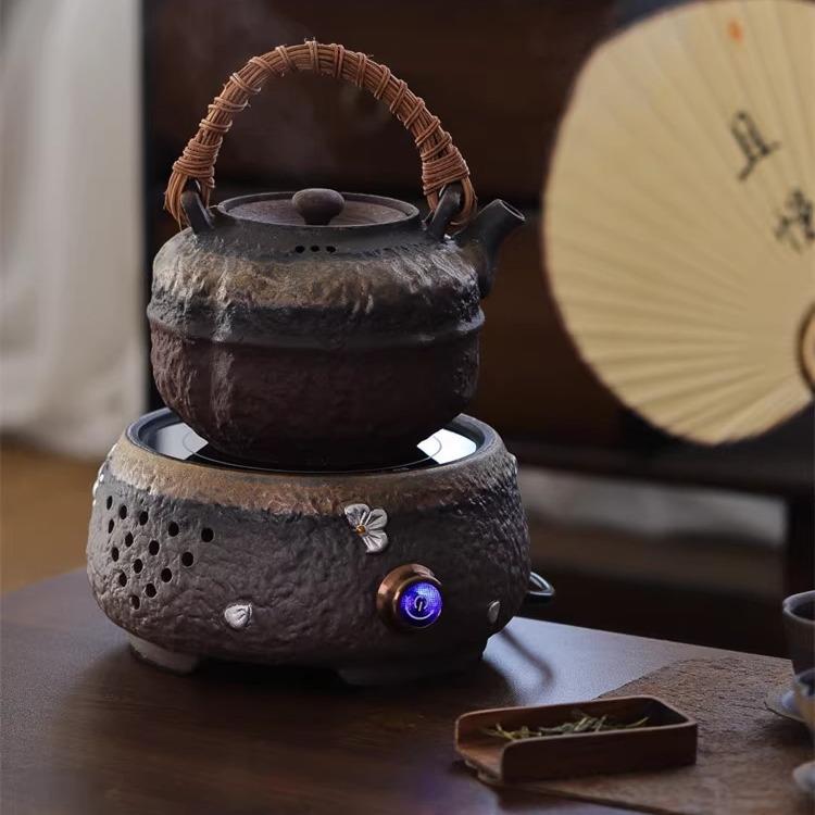 柴烧粗电陶炉壶老煮岩泥复古KKW泡茶提梁壶煮茶陶器烧茶水壶茶具
