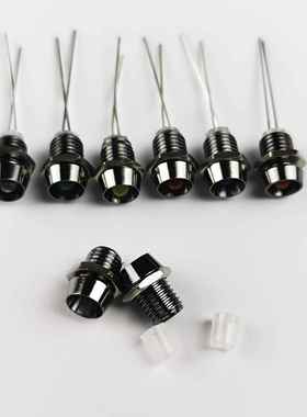 开孔6MM金属铜指示灯 F3 LED灯座 带灯红色绿色黄色蓝色白色2-3V