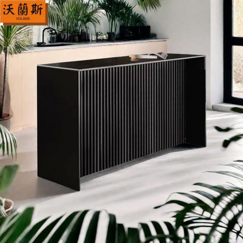 高级迷你岩板吧台高脚桌子铁艺家用沙发靠背桌小户型家用隔断现代