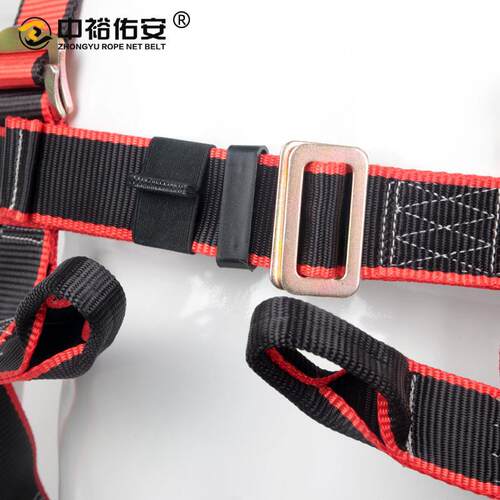 中裕高空作业全身安全带双挂钩安全绳防坠落户外作业保护套装红黑