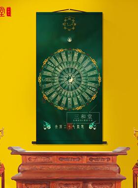 老君七十二符文客厅卷轴挂画中式装饰画丝绸布道家墙壁画国画挂轴