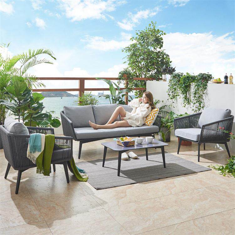 户外休闲庭院露台阳台北欧沙发室外双人藤椅沙发组合防水防晒家具