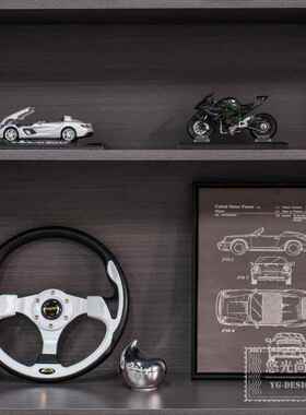 高档儿童房摆件现代简约软装方向盘男孩房赛车主题样板间书柜装饰
