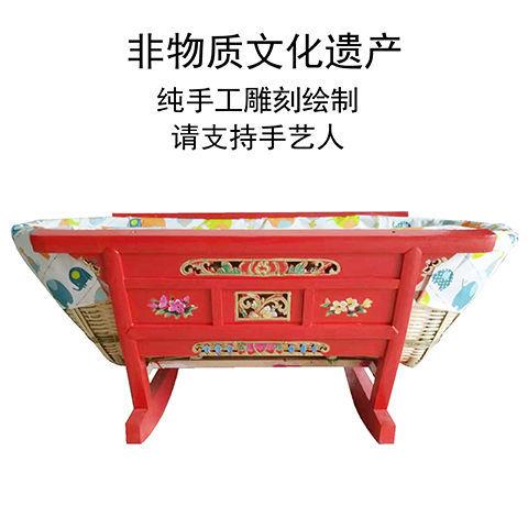 传统款摇到篮湖北地区老式摇摇床竹编实窝木婴儿老床适合0DVZ2岁