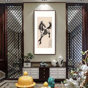 酒店配画字画复制装裱书品名人字画名家徐悲鸿奔马回眸图