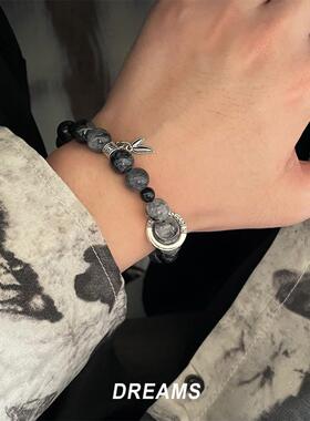 New Chinese-style ice-crack bead bracelet for men, trendy an