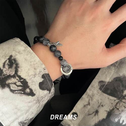 New Chinese-style ice-crack bead bracelet for men, trendy an