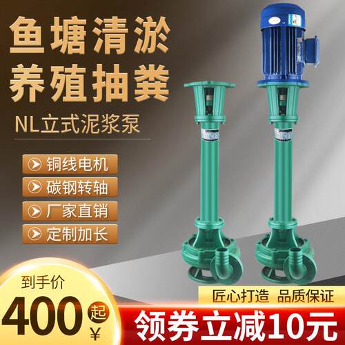 立式泥浆泵抽粪污水泵380伏鱼塘清淤泥浆抽沙切割液下泵大流量