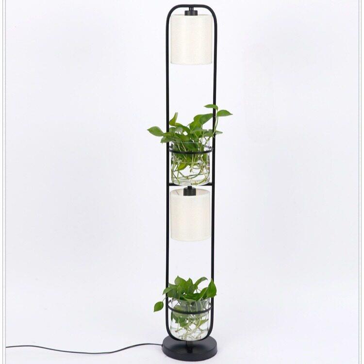 新中式植物落地灯创意绿萝台灯艺术铁艺水培养卧室台落地装饰灯具