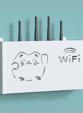 路由器装饰画收纳盒机顶网线置物架墙上免打孔壁挂遮挡wifi电表箱
