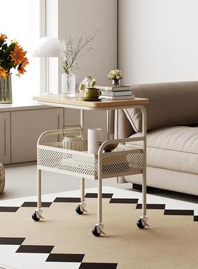 实B174实木木可边移动发沙几客厅小茶几奶油推车小户型卧风室床头