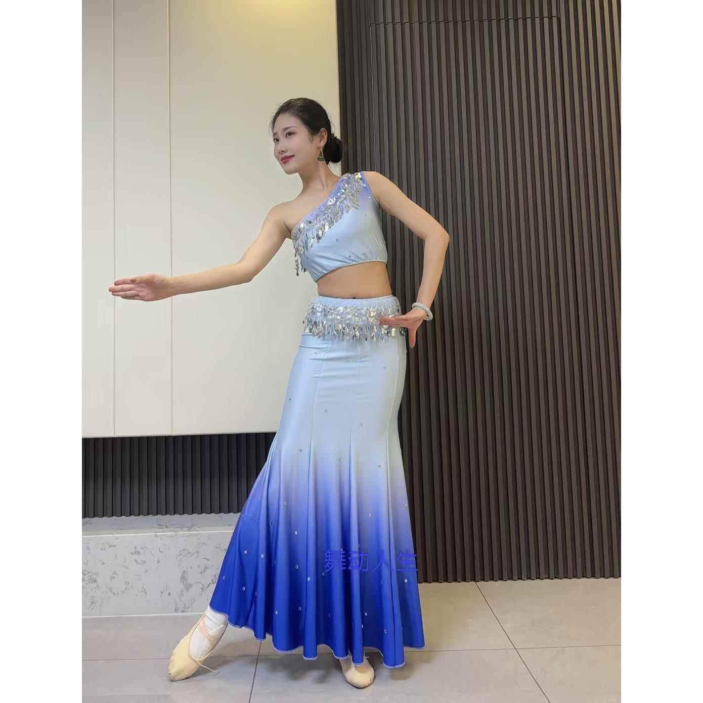 正品新款傣族傣舞蹈演出服族舞尾台表演孔雀舞鱼裙艺服考服傣族舞