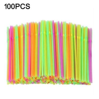 100pcs/Set Black Cocktail Straws Black Plastic Straw For Bir