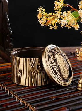 黄铜金蝉香炉一鸣惊人家用香篆香盒盘香炉茶道知了熏香炉铜工艺品